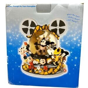Mickey Mouse Thru the Years Disney Store Reel to Reel Musical Moving Snow Globe